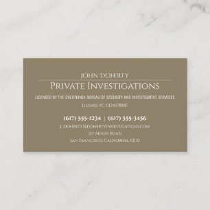 Privata utredningar   Detektiv Professionell Visitkort