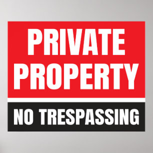 Private Egendom No Trespassing Poster