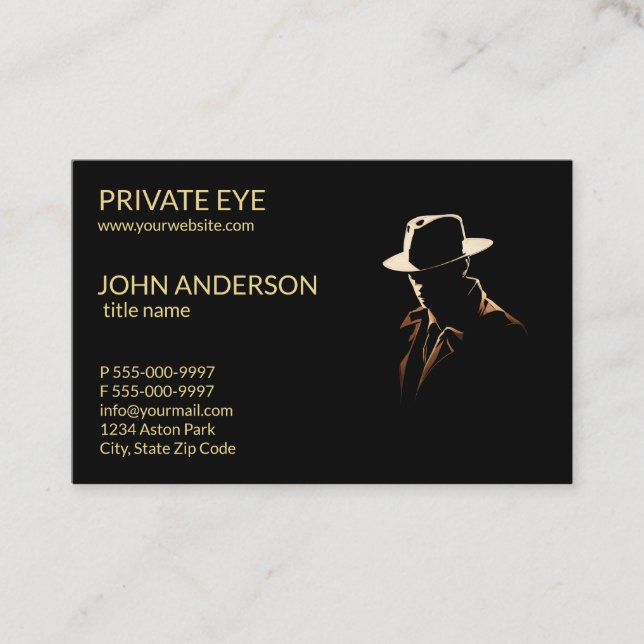 Private öga Modern Private Investigator Business C Visitkort (Framsida)
