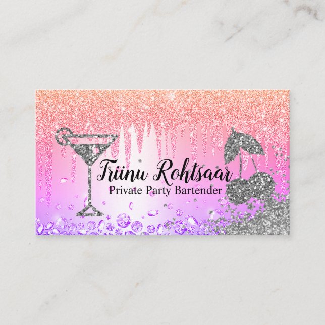 Private Party Bartender Pub Catering Drinks Visitkort (Framsida)