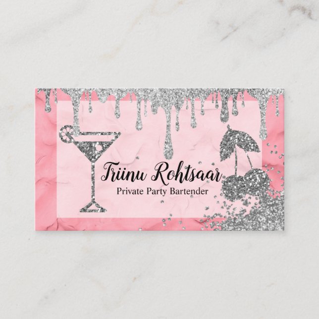 Private Party Bartender Pub Catering Drinks Visitkort (Framsida)