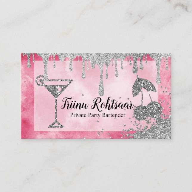 Private Party Bartender Pub Catering Drinks Visitkort (Framsida)