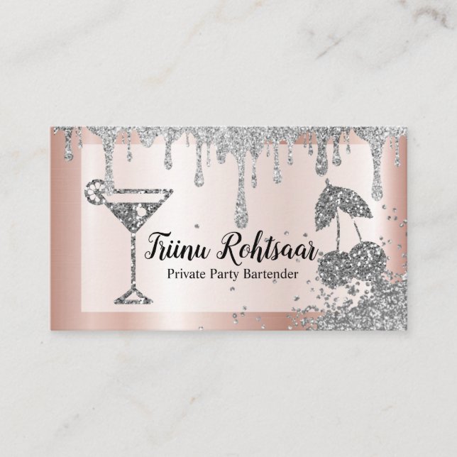 Private Party Bartender Pub Catering Drinks Visitkort (Framsida)