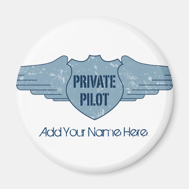 Private Pilot Blue Vingar Magnet (Framsidan)
