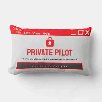 Private Pilot “Password Required” Throw Pillow Lumbarkudde