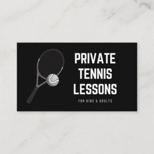 Private Tennis Lessons Coola Black & White Coach Visitkort
