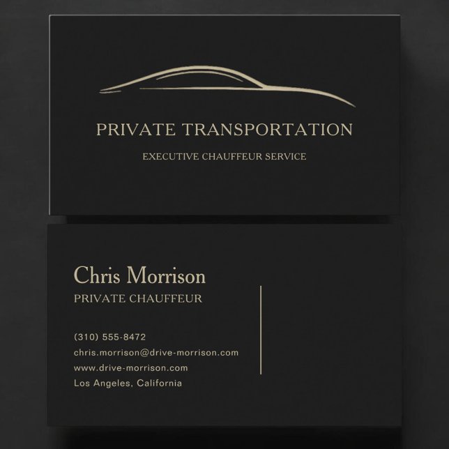 Private Transportation Black & Gold Visitkort (Skapare uppladdad)