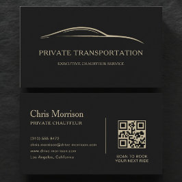 Private Transportation QR Code Black & Gold Visitkort