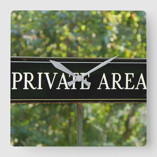 PRIVATOMRÅDESTECKNING FYRKANTIG KLOCKA (Framsida)