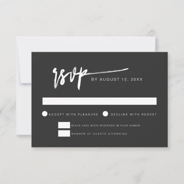 PRIYA Svart Modern Minimal RSVP-kort Inbjudningar (Framsida)