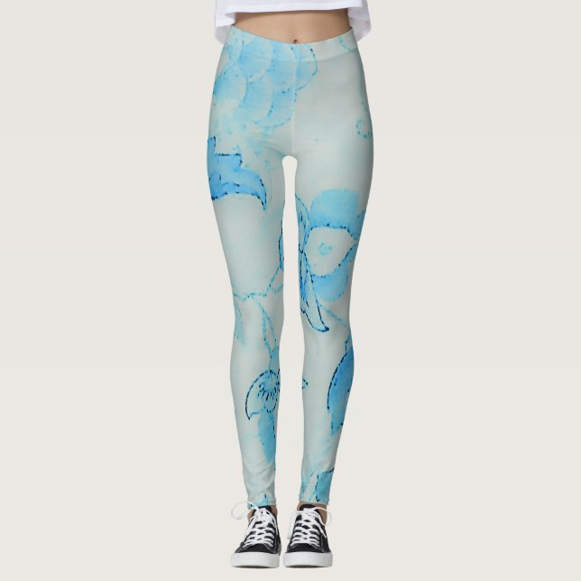 Prizzy Prints - Unique Teal Blue Leggings (Framsida)