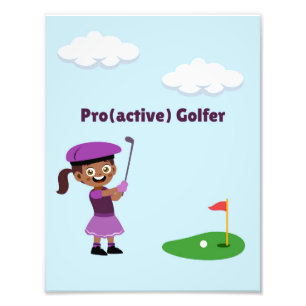 Pro(aktiv) golfare väggkonst för små flickor  fototryck