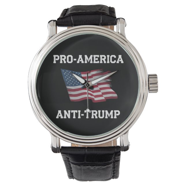 Pro America Anti Trump Vintage USA flagga Armbandsur (Framsida)