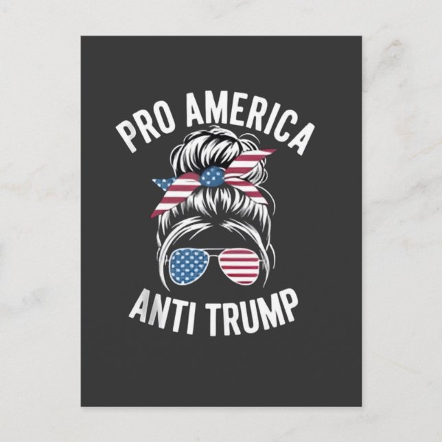 Pro-Amerika Anti-Trump Amerikansk USA Flagga Motst Inbjudan Vykort (Framsida)