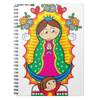 PRO ANPASSADE FÖR VIRGEN DE GUADALUPE CARICATURA ANTECKNINGSBOK MED SPIRAL