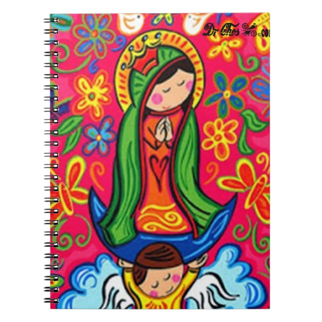 PRO ANPASSADE FÖR VIRGEN DE GUADALUPE CARICATURA ANTECKNINGSBOK MED SPIRAL (Framsidan)