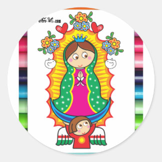 PRO ANPASSADE FÖR VIRGEN DE GUADALUPE CARICATURA RUNT KLISTERMÄRKE