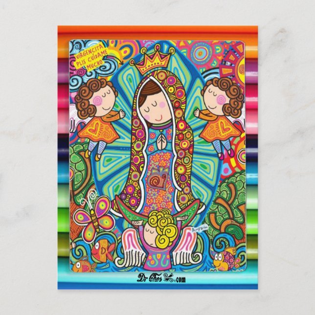 PRO ANPASSADE FÖR VIRGEN DE GUADALUPE CARICATURA VYKORT (Framsida)