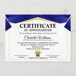 Pro Appreciationsbevis Guld Blå Certifikat