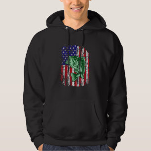 Pro Bass Fishing American Flagga Angler Fisherman Hoodie