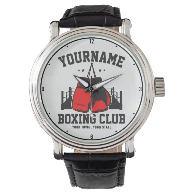 Pro Boxer ADD NAMN Red Handskar Boxing Ring-tränin Armbandsur (Framsida)