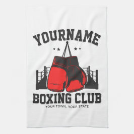 Pro Boxer ADD NAMN Red Handskar Boxing Ring-tränin Kökshandduk
