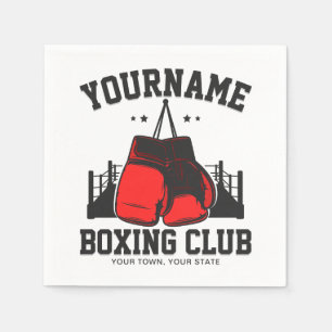 Pro Boxer ADD NAMN Red Handskar Boxing Ring-tränin Pappersservett
