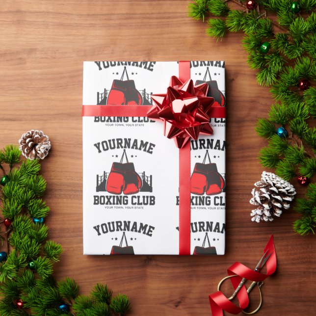 Pro Boxer ADD NAMN Red Handskar Boxing Ring-tränin Presentpapper (Julgåva)