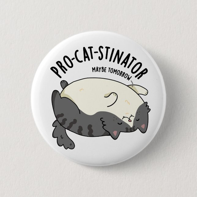 Pro-cat-stinator Funny Tjock Cat Pun Knapp (Framsida)