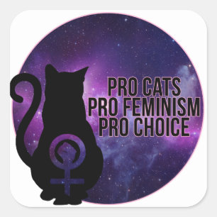 Pro Cats, Pro Feminism, Pro Choice. Fyrkantigt Klistermärke