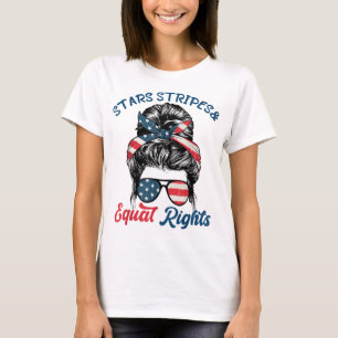 Pro Chockad Feminist Stars Rand Equal Högers Mes T Shirt
