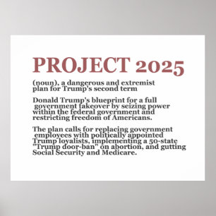Pro Democracy Anti Project 2025 Republican Trump Poster