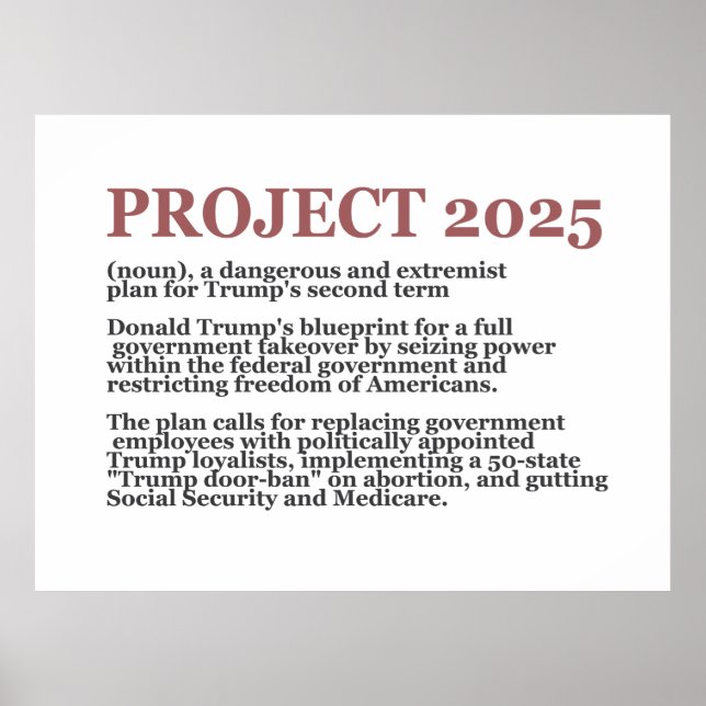 Pro Democracy Anti Project 2025 Republican Trump Poster (Framsidan)