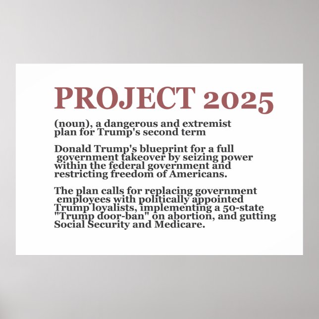 Pro Democracy Anti Project 2025 Republican Trump Poster (Framsidan)