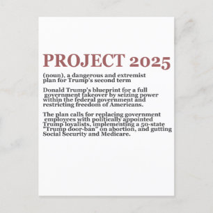 Pro Democracy Anti Project 2025 Republican Trump Vykort