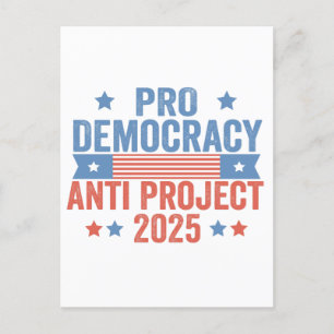 Pro Democracy Anti Project 2025 Republican Trump Vykort