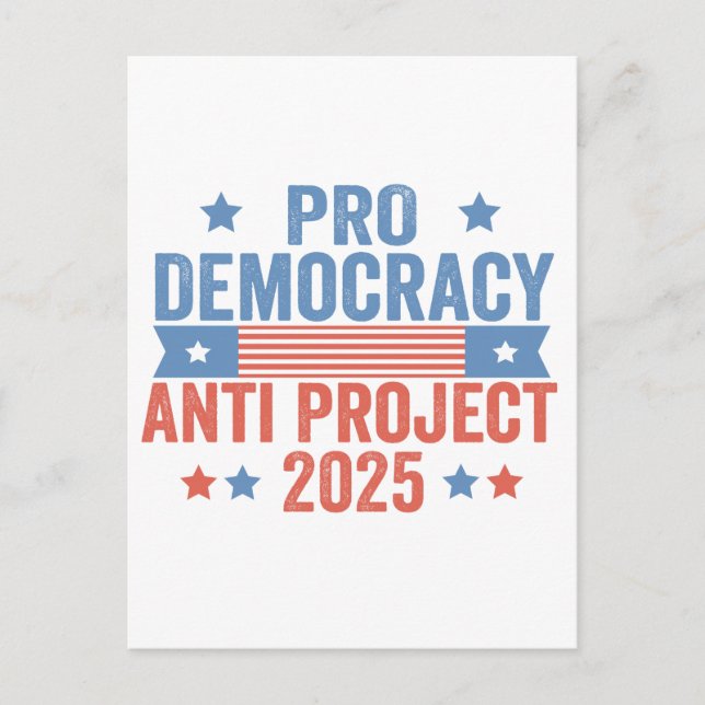 Pro Democracy Anti Project 2025 Republican Trump Vykort (Framsida)