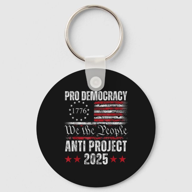 Pro Democracy Anti Project 2025 Stop Project 2025 Nyckelring (Framsida)