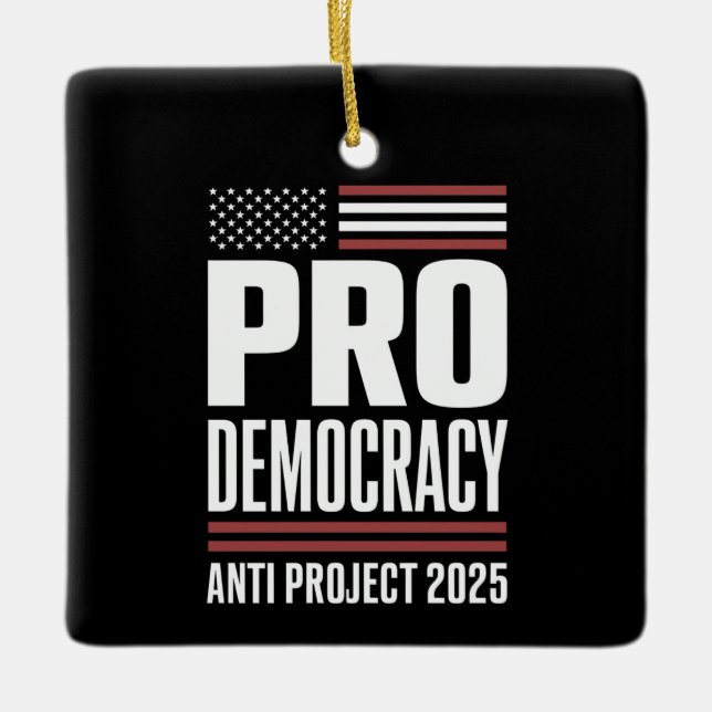 Pro Democracy Anti Project 2025 Trump 2025 Julgransprydnad Keramik (Framsida)