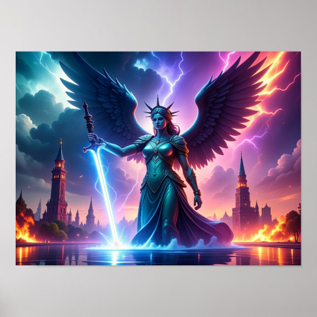 Pro-Democracy USA Lady Liberty Warrior for Freedom Poster (Framsidan)