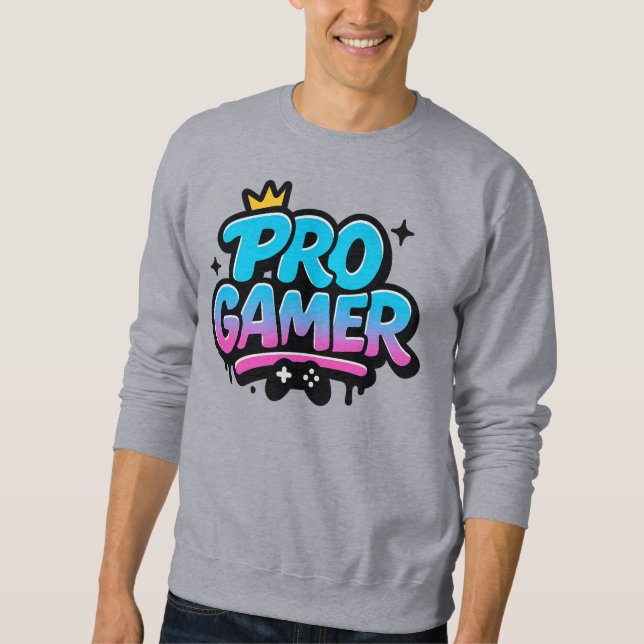 PRO GAMER Graffiti Logotyp Lång Ärmad Tröja (Framsida)