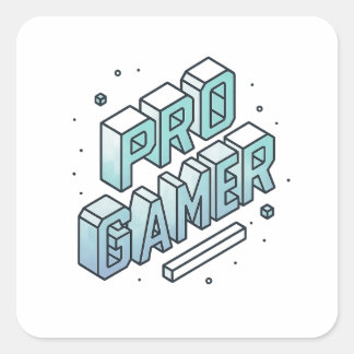 PRO GAMER - Isometric 3D Block Brev Logotyp Fyrkantigt Klistermärke