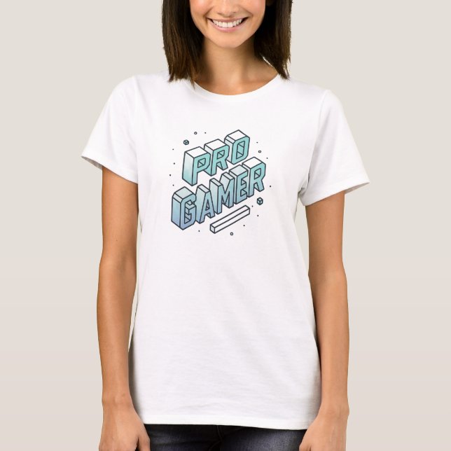 PRO GAMER - Isometric 3D Block Brev Logotyp T Shirt (Framsida)