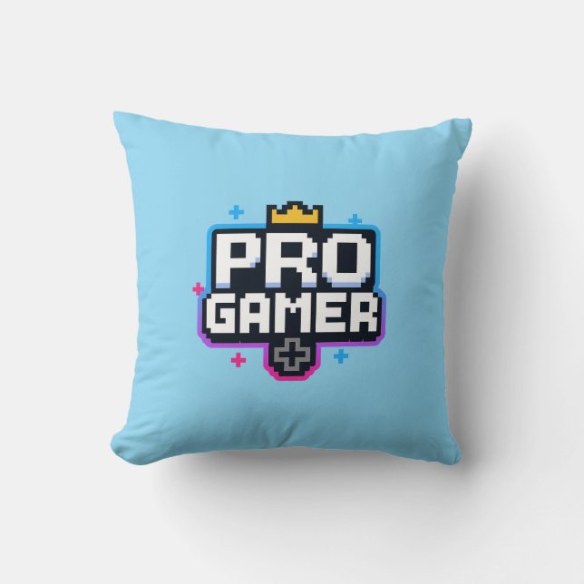 PRO GAMER - Pixel Art 8-bitars badge Kudde (Framsida)