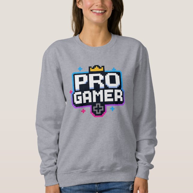 PRO GAMER - Pixel Art 8-bitars badge T Shirt (Framsida)