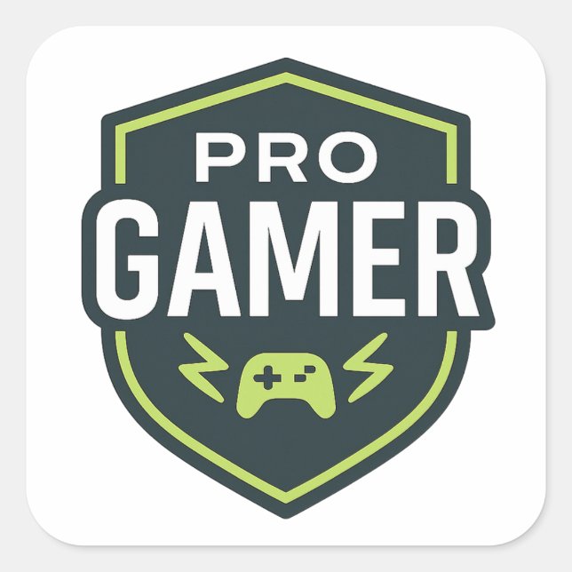 PRO GAMER Shield Badge Fyrkantigt Klistermärke (Framsida)