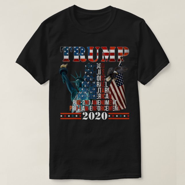 Pro God Pro Gun Pro Life Donald Trump Kampanj 20 T Shirt (Design framsida)
