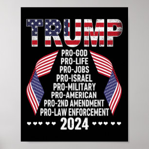 Pro God Pro Life Pro Jobs Pro Israel Pro Milial Poster
