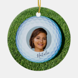 Pro Golf Photo Signed Golf Boll jul Julgransprydnad Keramik