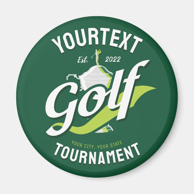 Pro Golfer NAMN Golf Trophy Tournament Golfing Magnet (Framsidan)